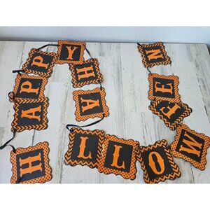 Happy Halloween hanging glitter sign orange‎ black